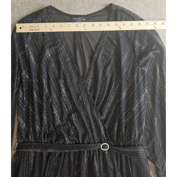 Alexa B Nites Sheer Sparkle Formal Maxi Dress Womens Size 18W - Picture 15 of 16